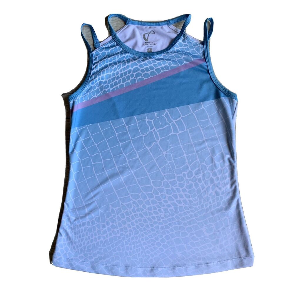 Athletic DNA Tennis Athletic Tank Top Sz Small S White Blue Pink